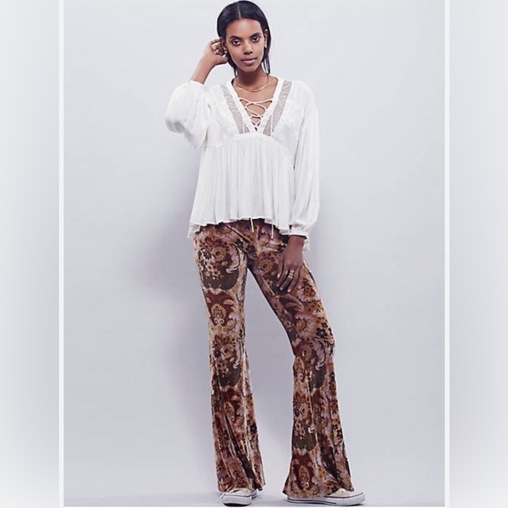 Free People velvet bell-bottoms.